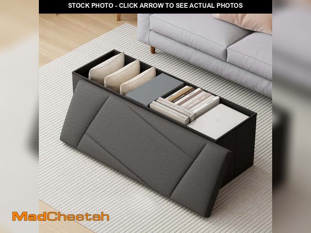 Lot 74-13816692 - Ottoman with Storage, ZETDIY 43"  Linen Ottoman Storage Bench with 660lb Capacity, Black - UNUSED