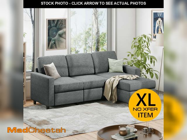 Lot 74-12577884 - Walsunny 73.6" Convertible Sectional Reversible Sofa Couch, Sleeper Sectional L-Shaped Couch 3-Seat ...