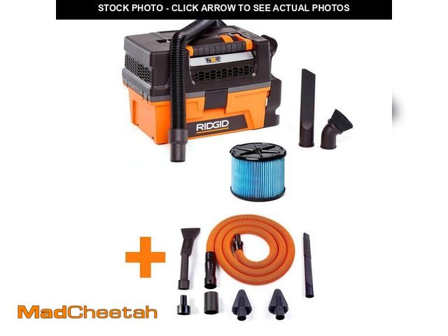 Lot 74-12586273 - RIDGID 3 Gal. 5.0 Peak HP NXT Shop Vacuum Wet Dry Vac with Fine Dust Filter, Hose, Accessories and C...