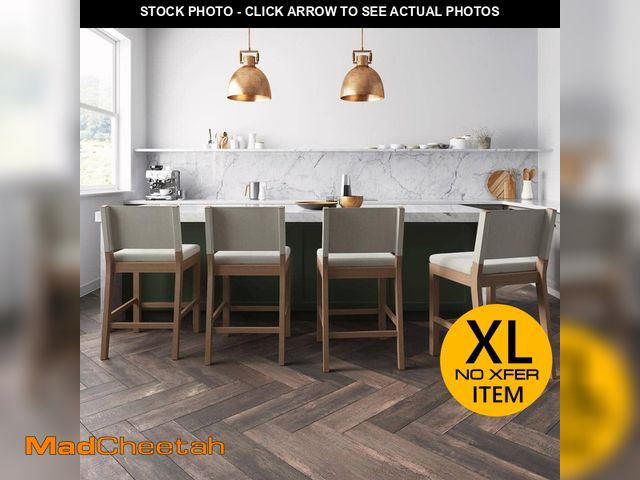 Lot 74-13691004 - Nathan James Linus 36 in. Modern Upholstered Counter Height Bar Stool with Back and Solid Wood Legs,...