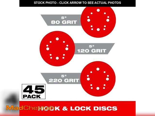 Lot 74-13129535 - DIABLO 5 in. 80-Grit, 120-Grit, and 220-Grit Universal Hole Random Orbital Sanding Disc with Hook an...