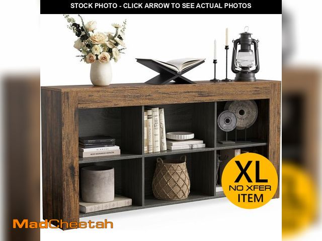 Lot 74-13074143 - LITTLE TREE Console Table with Storage, 63-Inch Narrow Long Sofa Table, Entryway Table with 6 Cubes,...