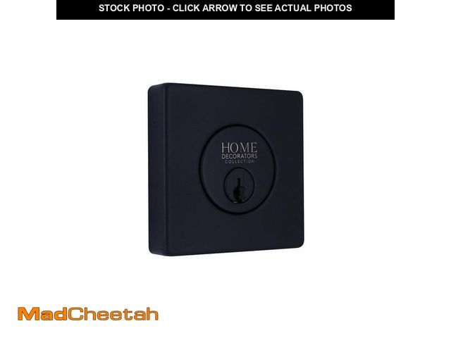 Lot 74-14614361 - Home Decorators Collection Square Matte Black Single Cylinder Deadbolt Featuring Dual Keyway DD2X91P...