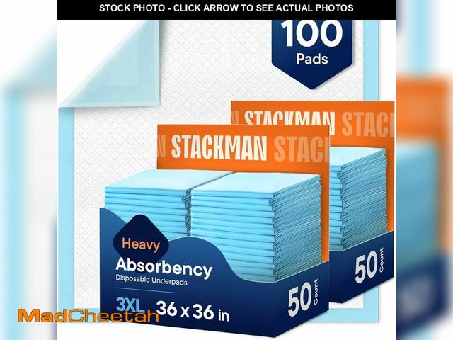 Lot 74-14348624 - Chucks Pads Disposable Adult Underpads [100-Pack] 36"x36" XXXL Super-Absorbent Incontinence Bed Pads...