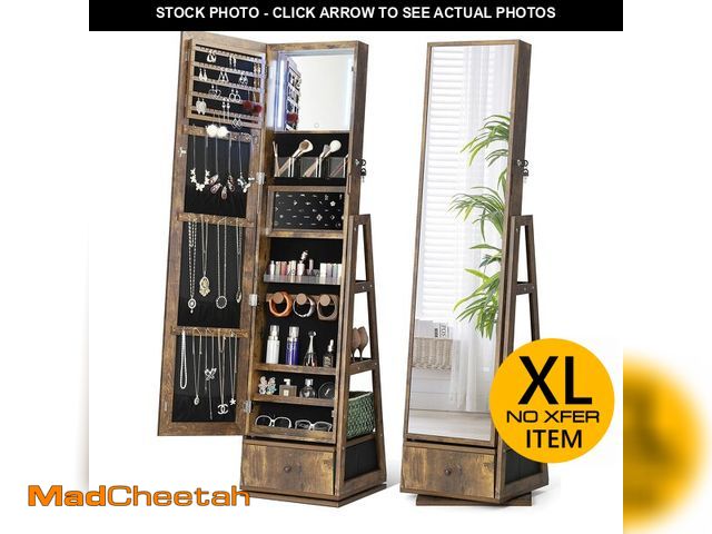 Lot 74-12571732 - Nicetree 360ÃÂ° Swivel Jewelry Cabinet with Lights, Touch Screen Vanity Mirror, Rotatable Full Leng...