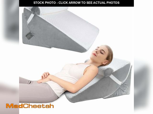 Lot 74-12668911 - 3Pcs Orthopedic Bed Wedge Pillow Set for Sleeping, Folding Foam Triangle Pillow with Headrest for Le...