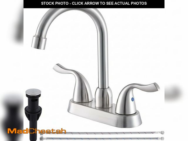 Lot 74-12712983 - HOTIS HOME Brushed Nickel Bathroom Sink Faucet, 2 Handle 4 Inch Centerset Bathroom Faucet, 3 Hole Sm...
