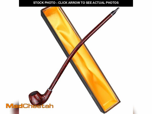 Lot 74-12701904 - Hysagtek 16" Long Churchwarden Tobacco Pipe Wooden Long Stem Smoking Pipe with Gift Box, Pattern Ran...
