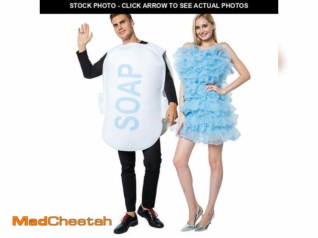 Lot 74-12705221 - ReneeCho Couple Halloween Loofah &amp; Soap Costume Adults Funny Dress Up Bath Set - USED