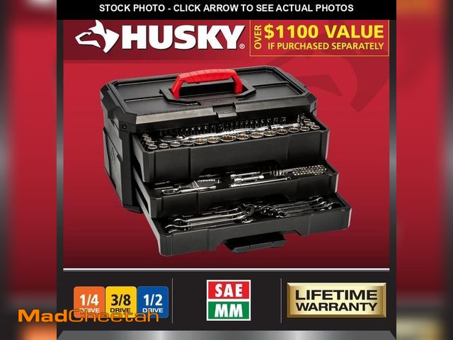Lot 74-14440751 - Husky 300-Piece SAE/Metric Mechanics Tool Set with Tool Box H300MTS - UNUSED