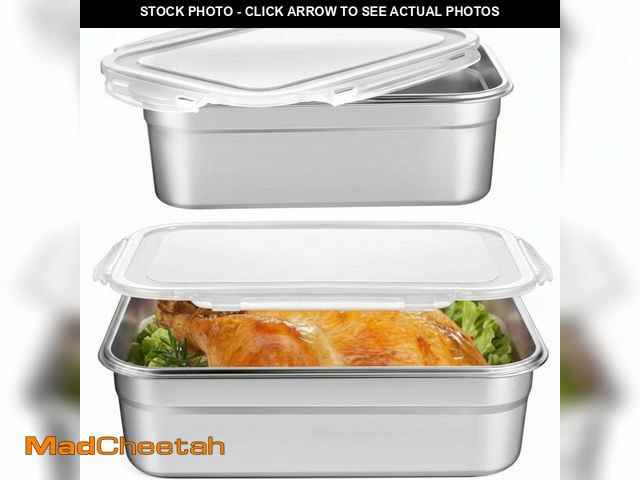 Lot 74-14432703 - Tiangrid 2 Pcs Large Stainless Steel Marinating Containers with Lids, Food Storage Containers for Re...
