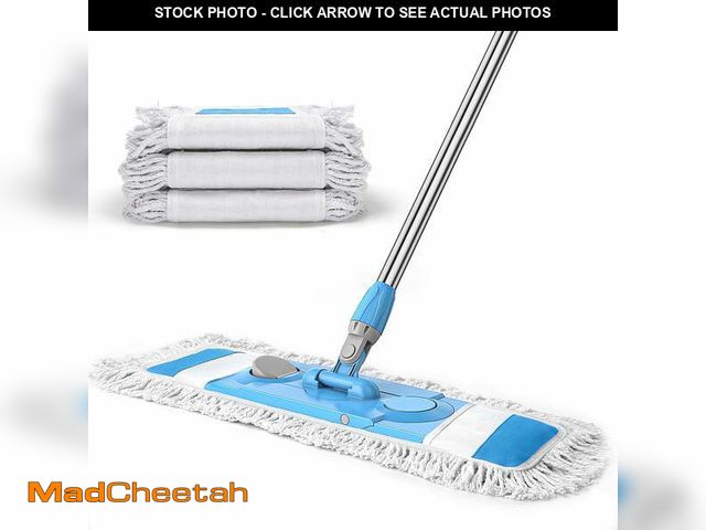 Lot 74-14586734 - Dust Mop with 3 Reusable Washable Pads - One Touch Replacement, Extendable Stainless Steel Handle, W...