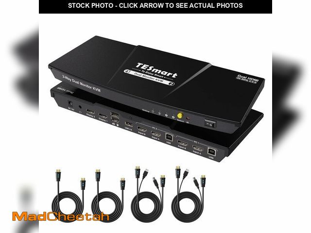 Lot 74-13045186 - TESmart HDMI KVM Switch 2 Monitors 2 Computers 4K@60Hz, USB 2.0, Dual Monitor KVM Switch HDMI 2 Port...