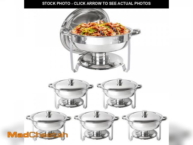 Lot 74-12491341 - IMACONE Chafing Dish Buffet Set, 5Qt 6-Pack Stainless Steel Round Catering Warmer Set with Water Pan...