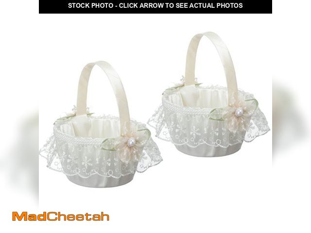Lot 74-14263460 - 2 PCS Wedding Flower Girl Baskets,Creative Hand-held Lace Rhinestone Flower Baskets for Flower Bride...