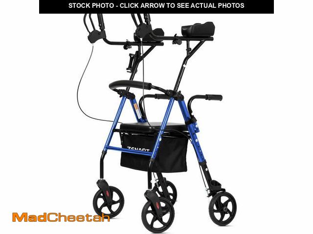 Lot 74-12670512 - ZENART Upright Rollator Walker for Seniors, Foldable Stand up Rolling Mobility aids with Padded Seat...