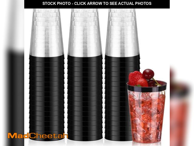 Lot 74-13546593 - Norme 50 Pcs 12 oz Plastic Cups Disposable Cups 12 oz Plastic Glasses Clear Tumblers with Rim for Bi...