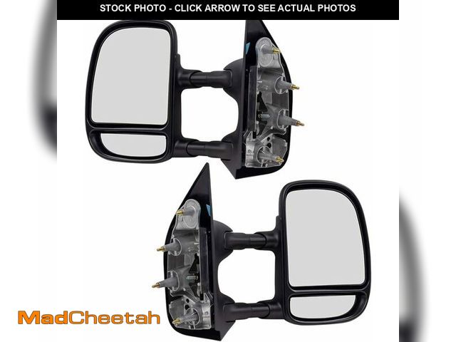Lot 74-13040644 - PartsFlow 2Pcs Manual Tow Telescopic Side Mirrors For 2002-2016 Ford E-350 Super Duty/E-150/E-250/Ec...