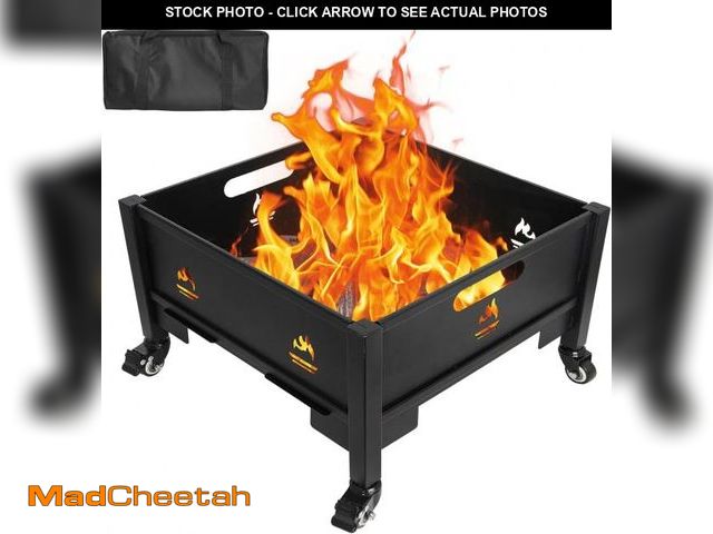 Lot 74-12148602 - Portable Square Fire Pit, 22 Inch Outdoor Collapsible Plug Firepit for Camping, Backyard, Patio, Por...