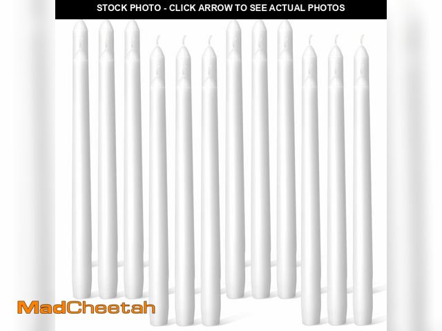 Lot 74-14059113 - Everymoment White Taper Candles - 24 Pack 10 Inch Candlesticks - Dripless &amp; Smokeless for 8 Hour...