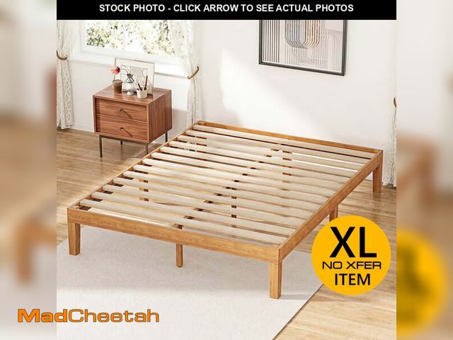 Lot 74-13774274 - CONCETTA 12 inch Full Natural Pine Platform Bed Frame, Wood Slat Support, No Box Spring Required - U...