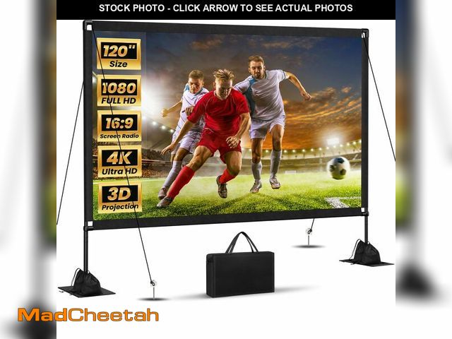 Lot 74-14421934 - 120inch Projector Screen with Stand: Portable Projector Screen Outdoor Indoor Front/Rear16:9 4K HD w...