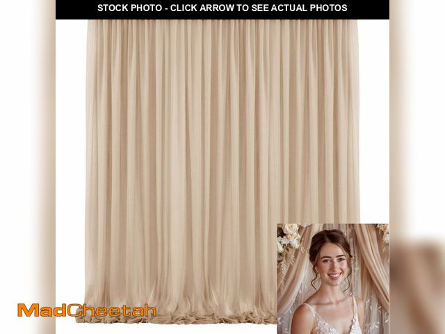Lot 74-14214350 - TOAOFY 10x10ft Brown Backdrop Curtain Light Brown Tulle Curtains Nude Drapes for Backdrop Wrinkle-Fr...