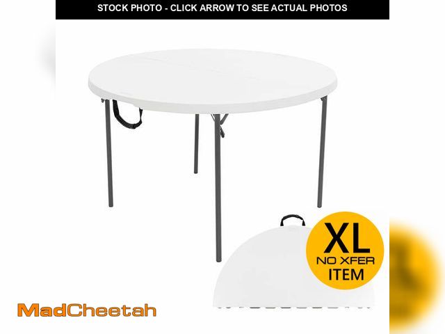 Lot 74-12679795 - Lifetime 48 inch Round Fold-in-Half Table, Indoor/Outdoor Essential, White Granite (280064) - UNUSED