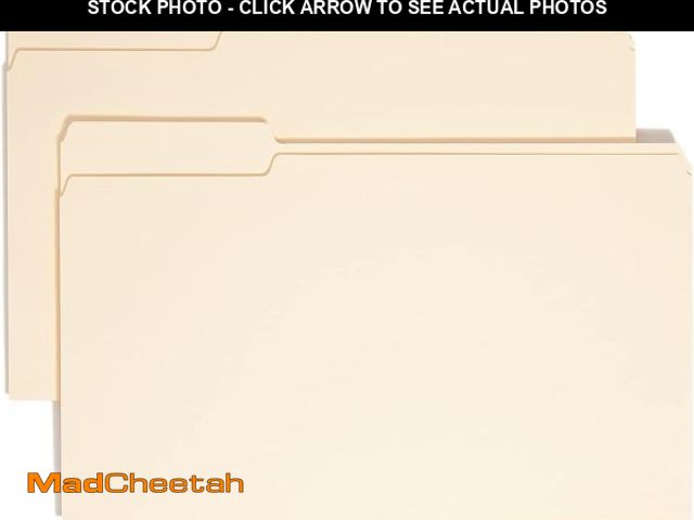 Lot 74-12331776 - Smead File Folder, 1/3-Cut Tab, Left Position, Legal Size, Manila, 100 per Box (15331) - UNUSED