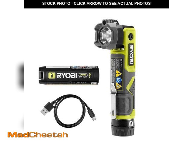 Lot 74-14468558 - RYOBI USB Lithium Cordless Pivoting 625 Lumens Rechargeable Head Flashlight Kit with 2.0 Ah Battery ...