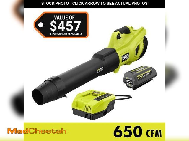 Lot 74-12989512 - RYOBI 40V HP Brushless Whisper Series 160 MPH 650 CFM Cordless Battery Leaf Blower with 4.0 Ah Batte...