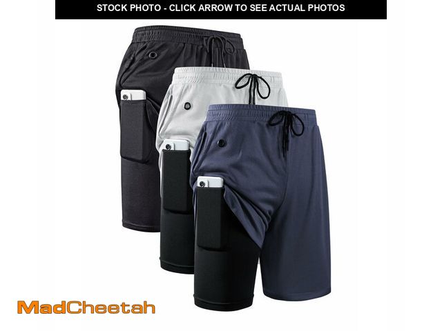 Lot 74-14335864 - JWJ 3 Pack Mens 2 in 1 Running Shorts Quick Dry Gym Athletic Workout Shorts with Compression Liner,B...