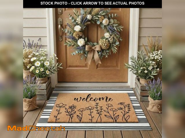Lot 74-14058759 - Drydiet 2 Pcs Wildflower Outdoor Layered Doormat Set Floral Welcome Coir Front Door Mat with Black W...