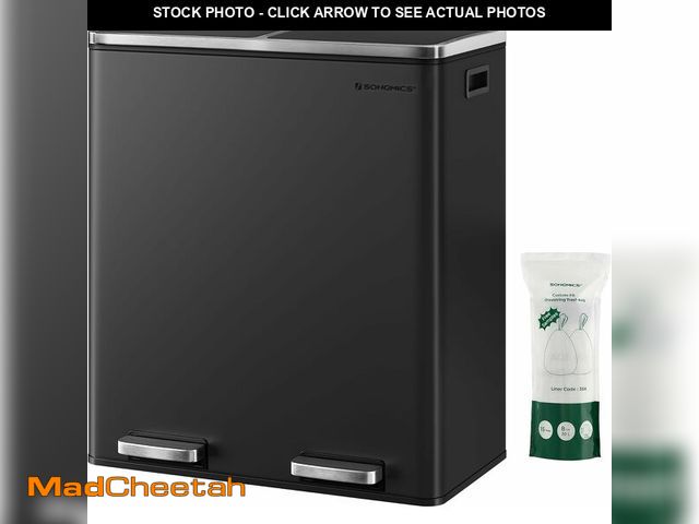 Lot 74-13734007 - SONGMICS Trash Can, 2 x 8 Gallon (2 x 30 L) Garbage Can for Kitchen, with 15 Trash Bags, 2 Compartme...