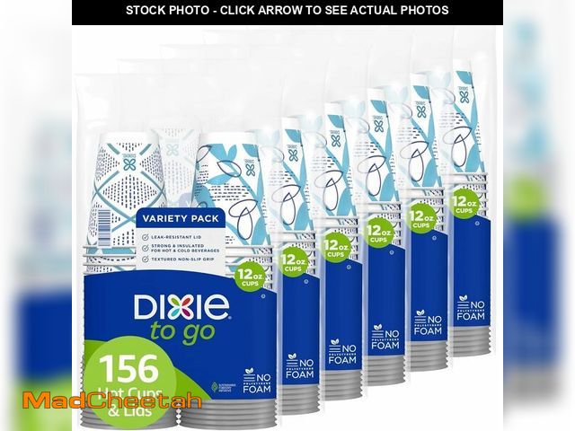 Lot 74-14349309 - Dixie To Go Paper Coffee Cups With Lids, 12 oz, 156 Count (6 packs of 26 cups), Disposable Insulated...