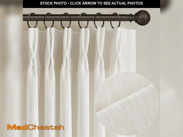 Lot 74-14050972 - Natural Pinch Pleated Linen Curtains 84 Inch Length 2 Panels for Living Room Bedroom Textured Cream ...