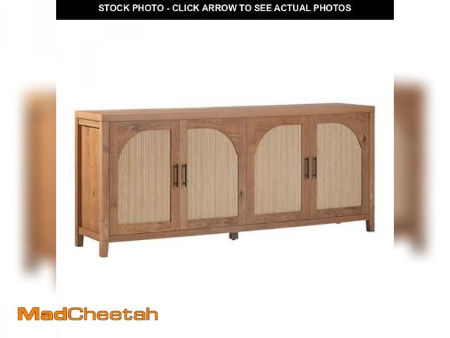 Lot 74-12252045 - Walker Edison WESAS11704EO1 30 X 15.75 X 70 in. Sasha Modern Reeded Sideboard, English Oak - UNUSED