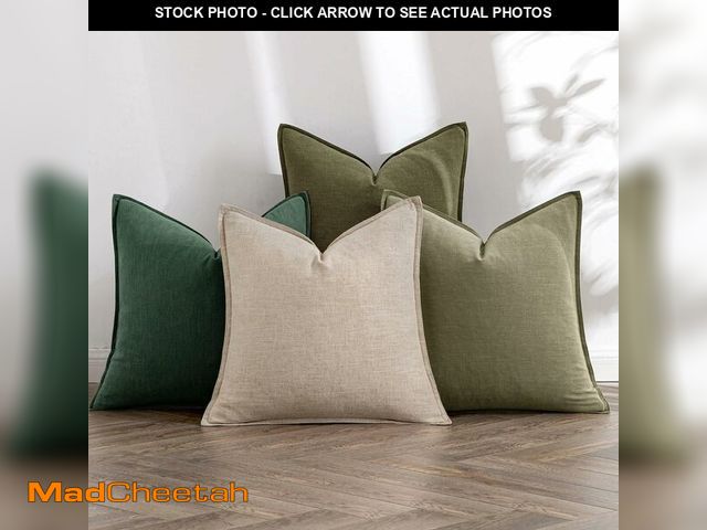 Lot 74-13963312 - MIULEE Neutral Green Linen Pillow Covers Pack of 4 Decorative Natural Solid Throw Pillow Covers Acce...