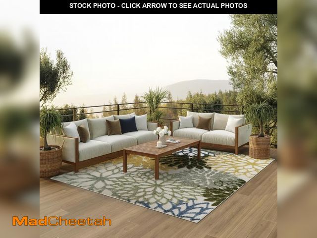 Lot 74-12292387 - Nourison Home Aloha Indoor/Outdoor Green Multicolor 7'10" x 10'6" Area Rug, Easy-Cleaning, Non Shedd...