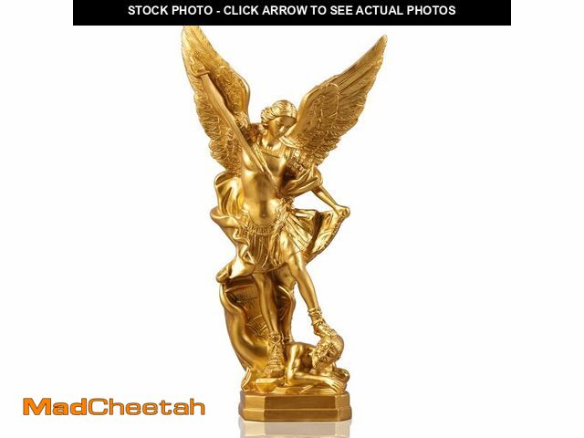 Lot 74-12441930 - San Miguel Arcangel Statue, 12.8in Gold Resin St Michael Statue, Victoriously Over Satan Collection ...