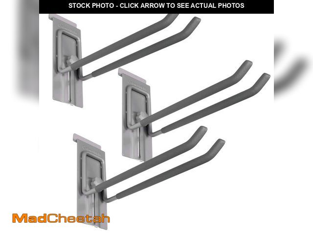 Lot 74-12860959 - CROWNWALL Slatwall 55 lbs. 8 in. Locking Double Hook (3-Pack) - UNUSED