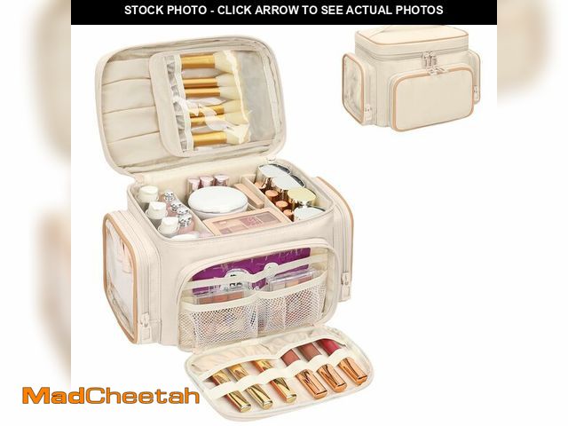 Lot 74-12713973 - Large Makeup Bag, Portable Travel Makeup Bag Organizer for Women Girls with Makeup Brush Compartment...