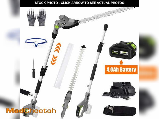 Lot 74-14585113 - Vipuse Pole Hedge Trimmer Cordless, Electric Bush Trimmer Tool with 21" Dual-Action Blade, Detachabl...