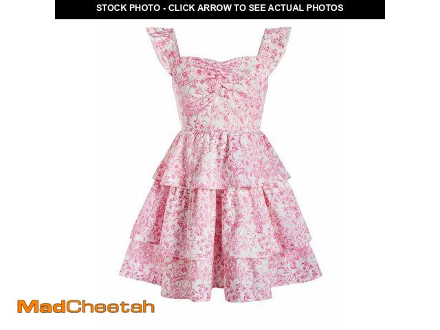 Lot 74-14052381 - RoseSeek Girl's Floral Summer Dress Ruffle Shirred High Waist Ruched Sweetheart A Line Spring Dress ...