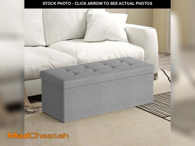 Lot 74-14436325 - LEDREM 43" Foldable Storage Ottoman Bench with 660lb Capacity, Ottoman with Storage, Footrest, for L...