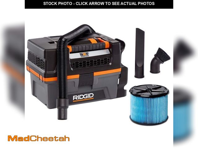 Lot 74-14193225 - RIDGID 3 Gal. 18V Cordless Handheld NXT Shop Vacuum HD0318 Wet Dry Vac (Vac Only) with Filter, Expan...