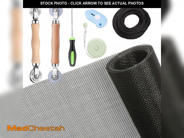 Lot 74-12315213 - Windows Screen and Screen Door Repair Kit, 48"x118" Charcoal Fiberglass Mesh with Rolling Tool/Hook/...