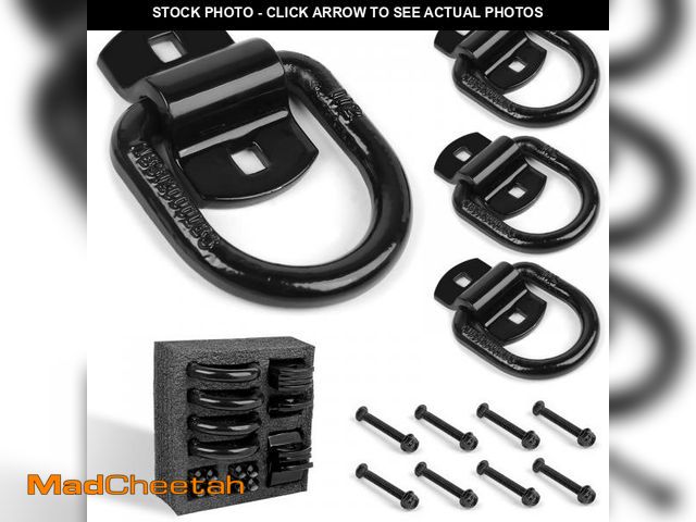 Lot 74-12216052 - GardEasy 4Pack 1/2" Heavy Duty Bolt-On Forged D Ring, Trailer Tie Down Bolt-On D Rings, 12,000 lbs B...