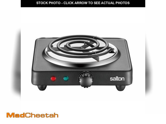 Lot 74-12691766 - *DIRTY* Salton Black Single Burner 7.4 in. Portable Electric Cooktop Single Hot Plate *DIRTY*  - USE...
