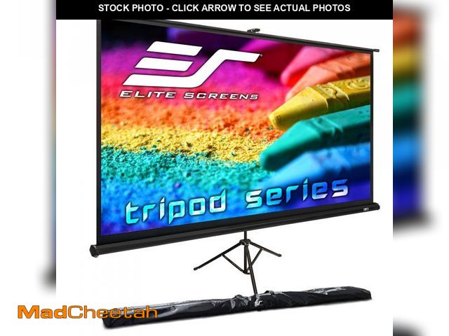 Lot 74-12260899 - Elite Screens Tripod Projector Screen, 120-inch Adjustable Multi Aspect Ratio 16:9 Portable Manual P...